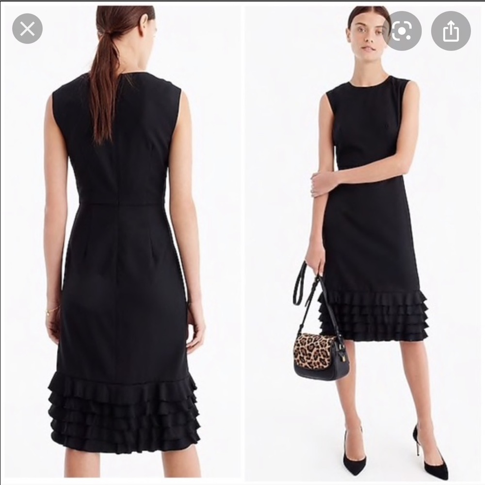Beautiful worn twice black Jcrew ruffle dress hem